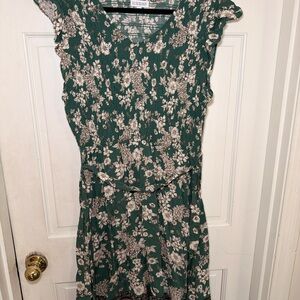 Luxology Teal and White Floral Midi Dress